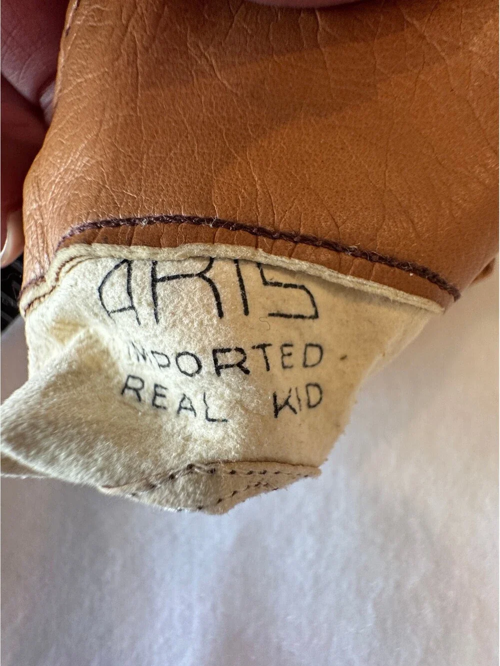 Vintage Aris Kid Leather Ladies Gloves size 6.5 Brown Color